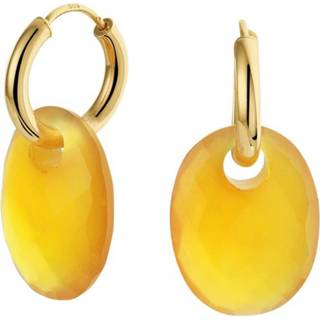 👉 Oorring active Geelgouden Oorringen met Chalcedoon Edelsteen