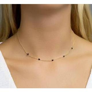 👉 Halsketting active zwarte goudkleurige zilver Collier van met Coating en Zirkonia?s