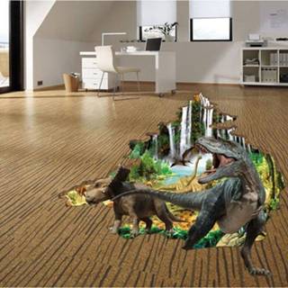 👉 Muursticker kinderen jongens 3D Driedimensionale Wallpapers StickerCreatieve Kinderkamer Decoratieve Muur Sticker Slaapkamer Jongen Dinosaurus behang 8719897163645