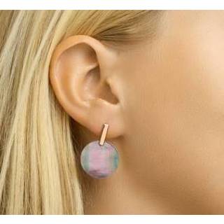 👉 Oorhanger active zilver parelmoer Roségoudkleurige Oorhangers van met Donker