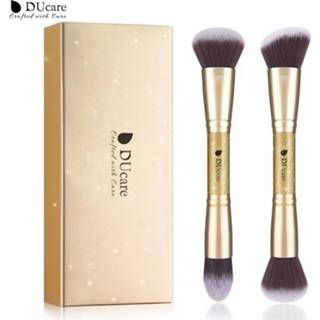 👉 Kwast DUcare 2 stks Double-ended Make-Up Kwasten Foundation Poeder Contour Borstel Gezicht Make Up Brush Cosmetische Gereedschap Kit 8719826326554