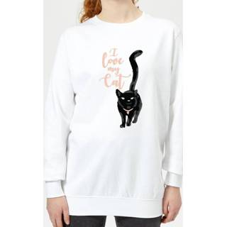👉 Candlelight wit 5XL xxxxxl vrouwen I Love My Cat Black Women's Sweatshirt - White 5059479552737