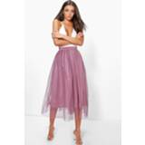 👉 Mauve vrouwen Tall Boutique Tulle Mesh Midi Skirt, 9959314022