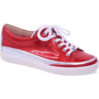 👉 Sneakers rood rubber damesschoenen vrouwen Caprice sneaker op slanke leest