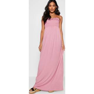 👉 Maxi dres Dusky Pink vrouwen roze Shirred Bandeau Dress, 4889035516