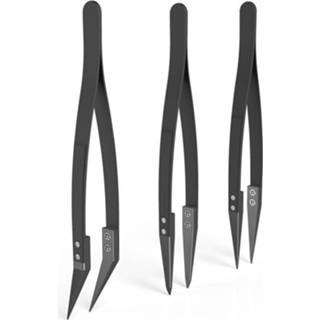 👉 Tweezer zwart Black Ceramic Tweezers Set - Antistatic,Anticorrosion,Antimagnetic,Highly Heat Resistant(3Pack)