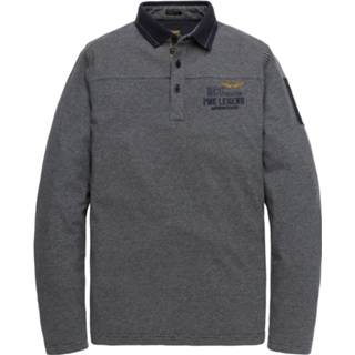 👉 Shirt blauw XXL male PME Legend Pps195860 5281 long sleeve polo yarn dyed fine stripe jersey salute