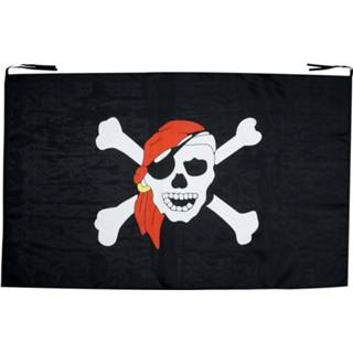 👉 Piraten vlag active rode Piratenvlaggen met doodskop en kopdoek 8003558695904