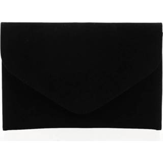 👉 Handtas One Size vrouwen rood zwart Flat Measurement Suedette Envelope Clutch Bag