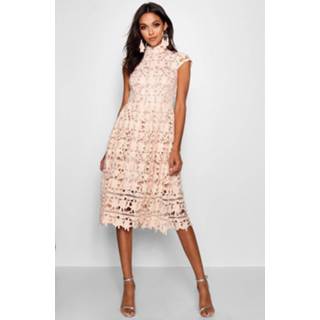 👉 Skater dress nude vrouwen Boutique Lace High Neck Dress,