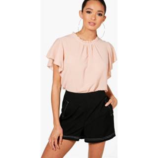 Shirt nude vrouwen Woven Frill Sleeve & Neck Blouse,