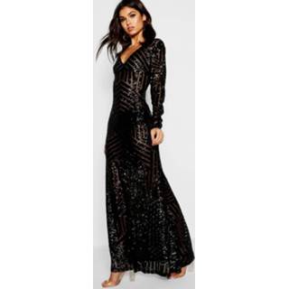 👉 Maxi dres vrouwen nude zwart Boutique Sequin & Mesh Dress