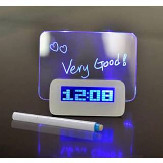 👉 Digitale klok blauw Multifunctionele Wekker Highlighter LED Licht Prikbord USB 4 Port Hub 8720034778998
