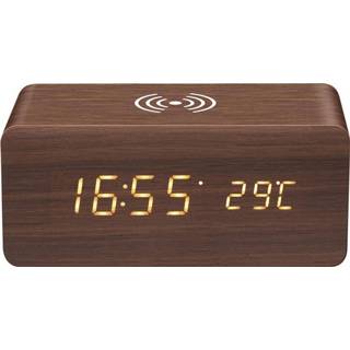 👉 Klok houten Digoo DG-AC80 LED 12/24 uur instelbaar display Wirless Opladen Spraakbesturing Wekker 8720072027232
