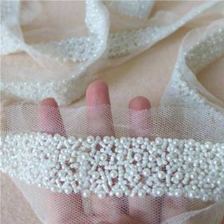 👉 Hoofddeksel parel stof Ivory Lint Trim Netting Kant Mesh Kralen Voor Sieraden Hoofddeksel, kostuum, Sjerpriem 8720034937678