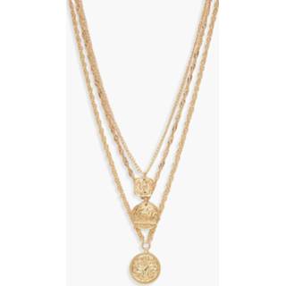 👉 One Size vrouwen Square Medallion & Coin Layered Necklace