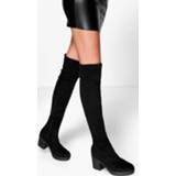 👉 Vrouwen zwart Cleated Stretch Over The Knee Boots