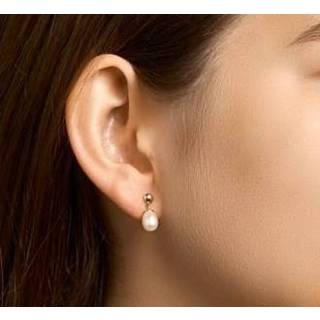 👉 Oorhanger active witte Roségouden Oorhangers met Zoetwaterparel