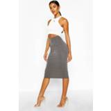 👉 Vrouwen charcoal Basic Jersey Midi Skirt,