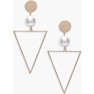 👉 Goud One Size vrouwen Pearl And Triangle Geo Earrings