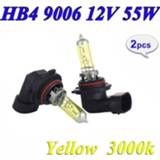 👉 Hoofdlamp geel NEW 2PCS HB4 9006 Yellow 12V 55W P22d 3000K Halogen Lamps Auto Headlights Car Bulbs Glass Super Bright Automobiles Light Source