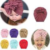 👉 Beanie baby's meisjes Baby Headband Hat Bowknot Print Cotton Stretchy Turban Infant Head Wrap Girls Headwear Hair Accessories