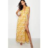 👉 Floral Frill Detail Wrap Maxi Dress, Yellow