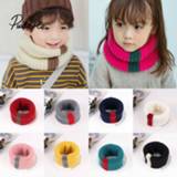 Sjaal meisjes Brand Knit Neck Scarf Girls Thick Warmer Fleece Inside Winter Snood Wool Elastic Children Collar Ring Scarves 2020