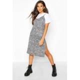 👉 Dress grijs vrouwen Leopard Print Jersey Slip Midi Dress, Grey