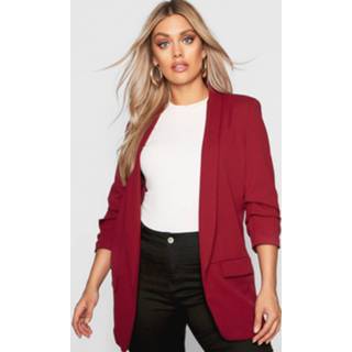 👉 Shirt vrouwen wine Plus Ruched Sleeve Blazer,