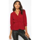 👉 Blous vrouwen Tall Wrap Peplum Blouse