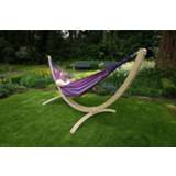 👉 Paars polycotton hangmat met standaard beschikbaar 'Wood & Chill' Love Tweepersoons Hangmatset 8719925912955