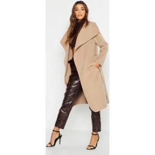 👉 Shawl camel vrouwen One Size Belted Collar Coat