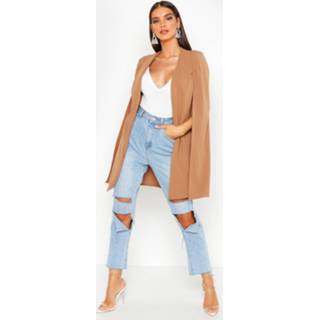 👉 Camel vrouwen Longline Tailored Crepe Cape,