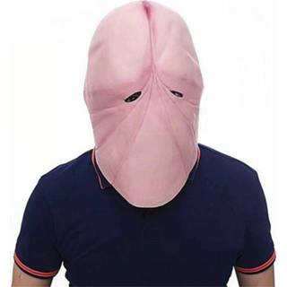 👉 Grappige natuurlijke latex penis Dick hoofd volledige gezicht Cosplay Prop Halloween masker helm - bruin zwart