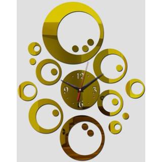 👉 2018 nieuwewandklokken europa acryl spiegel horloge klokken 3d horloge reloj de pared grote decoratieve quartz woonkamer - Zwart