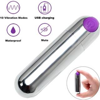 👉 IKOKY 10 Speed USB Oplaadbare G-spot Massager Mini Bullet Vibrator Sterke Trillingen Waterdicht Sex Toys voor Vrouwen - Zwart
