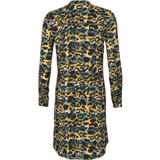 👉 Jurk zwart jurken vrouwen print Geisha 97812-20 240 aop ls mustard/black combi