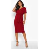 👉 Dress vrouwen wine Maternity Wrap Tie Waist Midi Bodycon Dress,