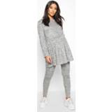 👉 Vrouwen grey marl grijs Maternity Smock Lounge Set,