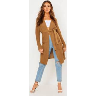 👉 Camel vrouwen jongens Belted Oversized Boyfriend Cardigan,