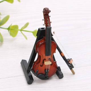 👉 Miniatuur houten 7 cm Mini Viool Muziekinstrument Model met Ondersteuning en Case 8720034555636