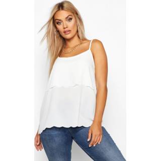 👉 Vrouwen ivoor Plus Scallop Tiered Cami, Ivory