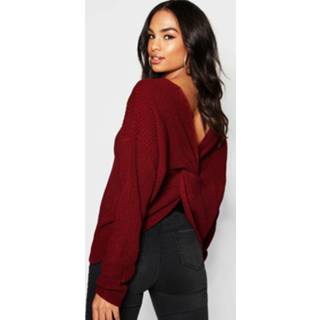 👉 Sweater wine vrouwen Tall Crop Twist back sweater,