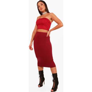 Vrouwen berry Basic Midi Jersey Tube Skirt,