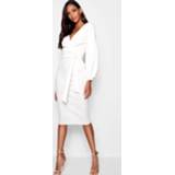 👉 Dress ivoor vrouwen Tall Off The Shoulder Wrap Midi Bodycon Dress, Ivory 9788213324