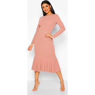 👉 Shirt mauve vrouwen Fishtail Long Sleeve Midaxi Dress,