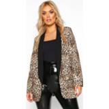 👉 Plus Contrast Lapel Leopard Print Blazer