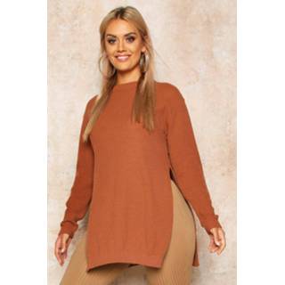 👉 Sweater toffee vrouwen Plus Side Split Moss Stitch Tunic sweater,