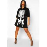 👉 Plus Halloween Skeleton Print T-Shirt Dress